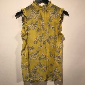 WHO WHAT WEAR Yellow Floral Sleeveless Blouse